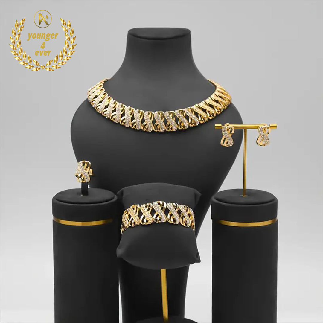 Earrings + Necklace + Bangle + Ring Traditional Bridal Jewelry Set