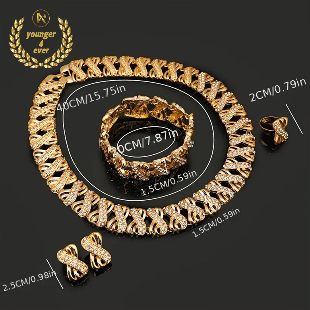 Earrings + Necklace + Bangle + Ring Traditional Bridal Jewelry Set