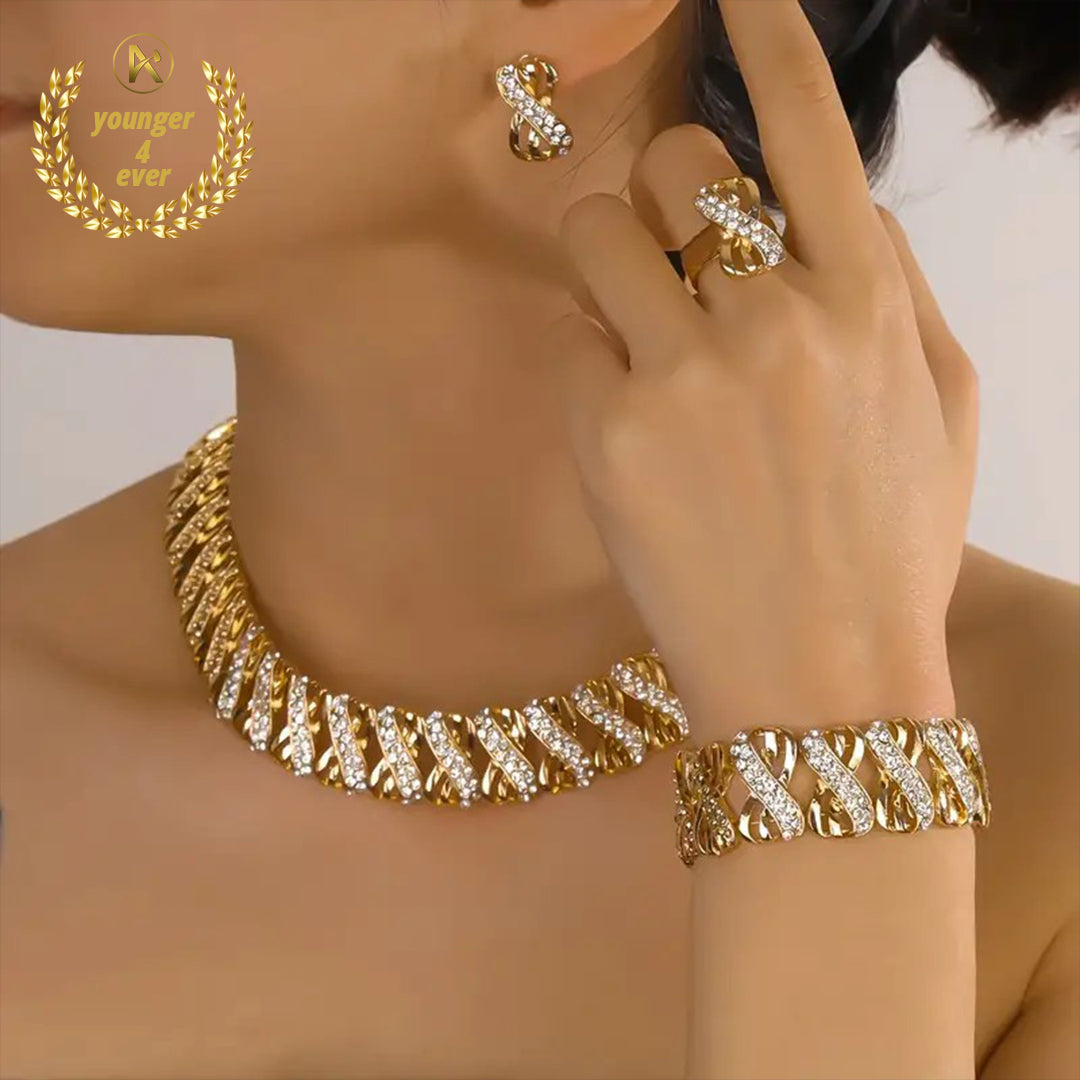 Earrings + Necklace + Bangle + Ring Traditional Bridal Jewelry Set