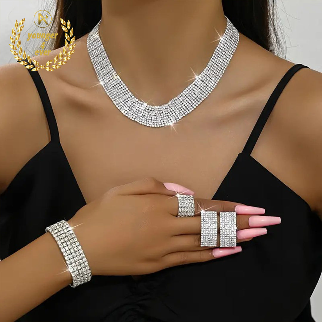 Pair of Earrings, 1 Necklace, 1 Bracelet, 1 Ring