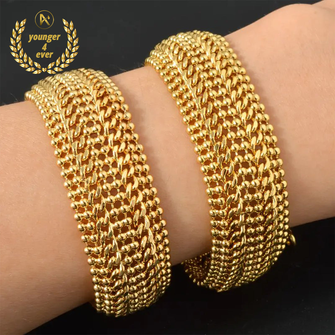 Wide Copper Golden Plated Fashion Hip Hop Punk Bracelet