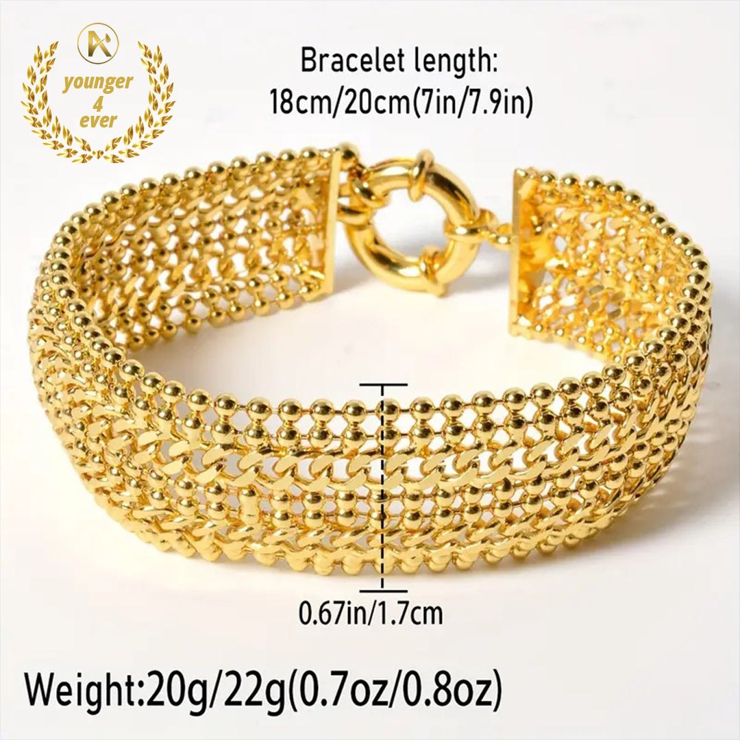 Wide Copper Golden Plated Fashion Hip Hop Punk Bracelet