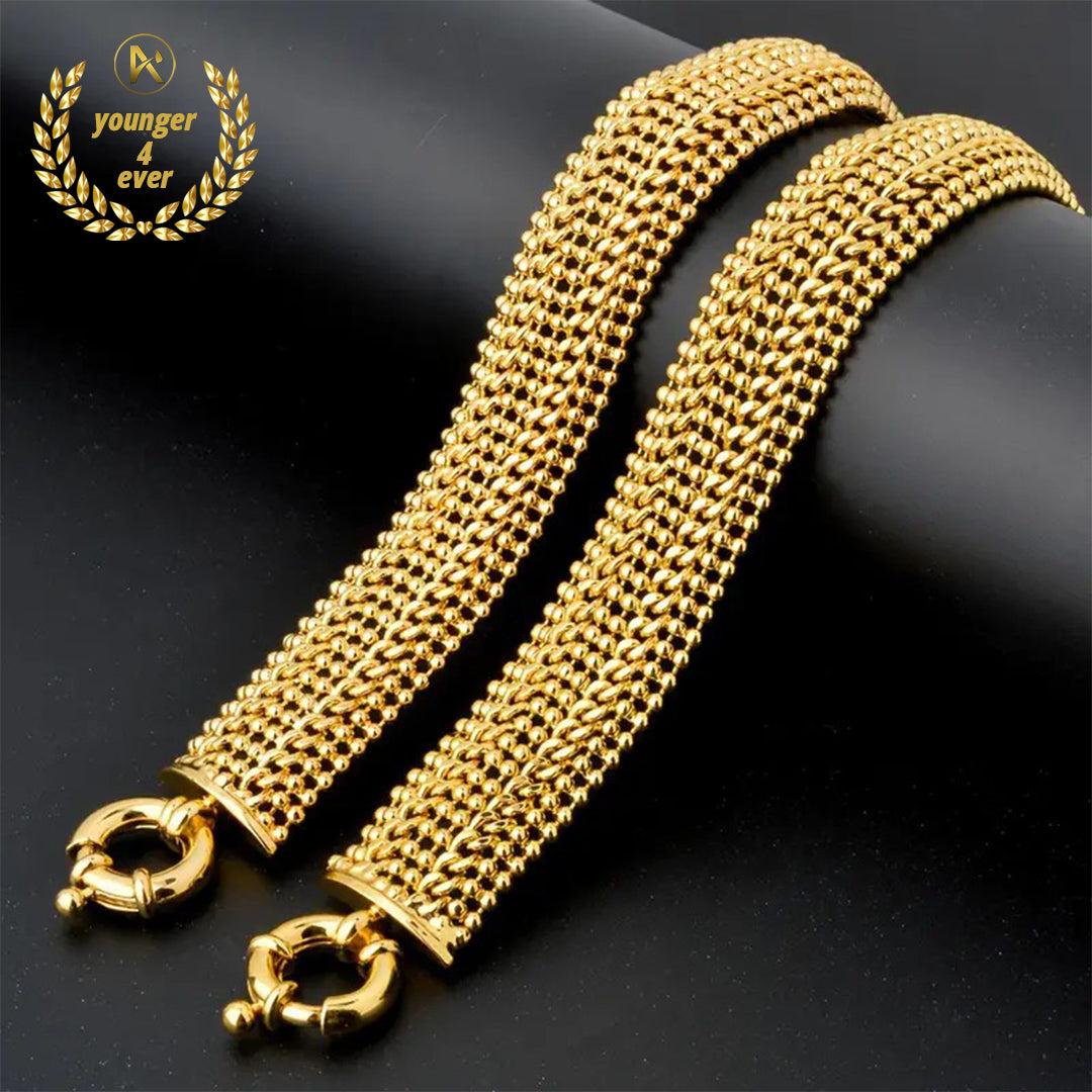 Wide Copper Golden Plated Fashion Hip Hop Punk Bracelet