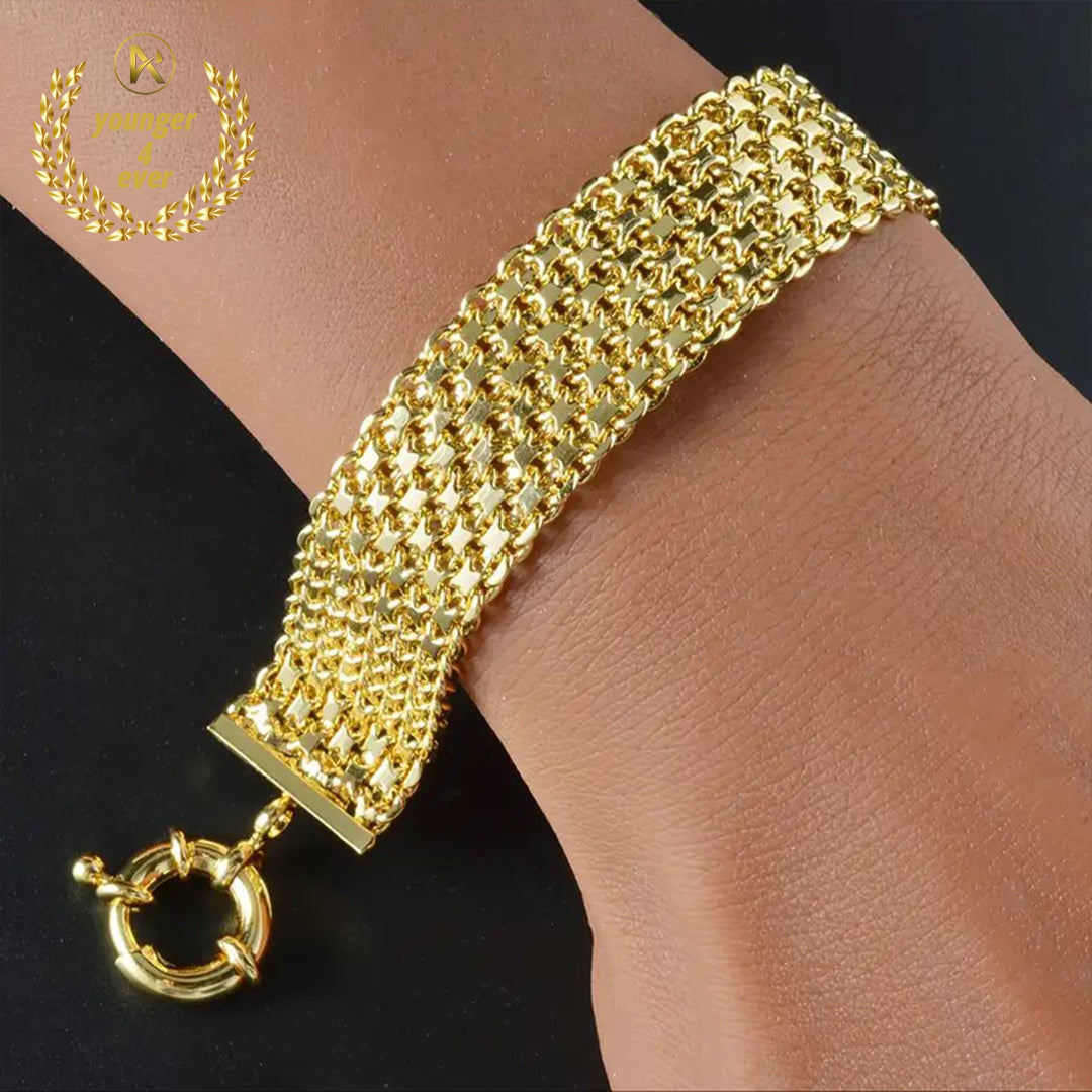 Shiny Copper Chain Bracelet with Geometric Sailor Clasp for Men and Women