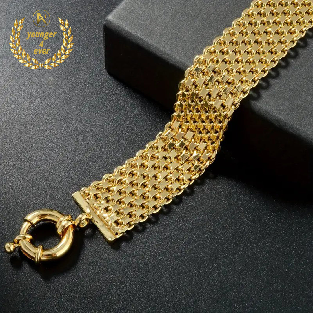 Shiny Copper Chain Bracelet with Geometric Sailor Clasp for Men and Women