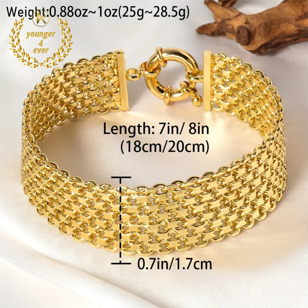 Shiny Copper Chain Bracelet with Geometric Sailor Clasp for Men and Women