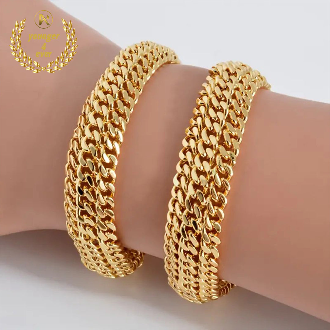 Ladies Fashion Bracelet, Copper Gold Plated Hip Hop Punk Style Unisex Link Chain