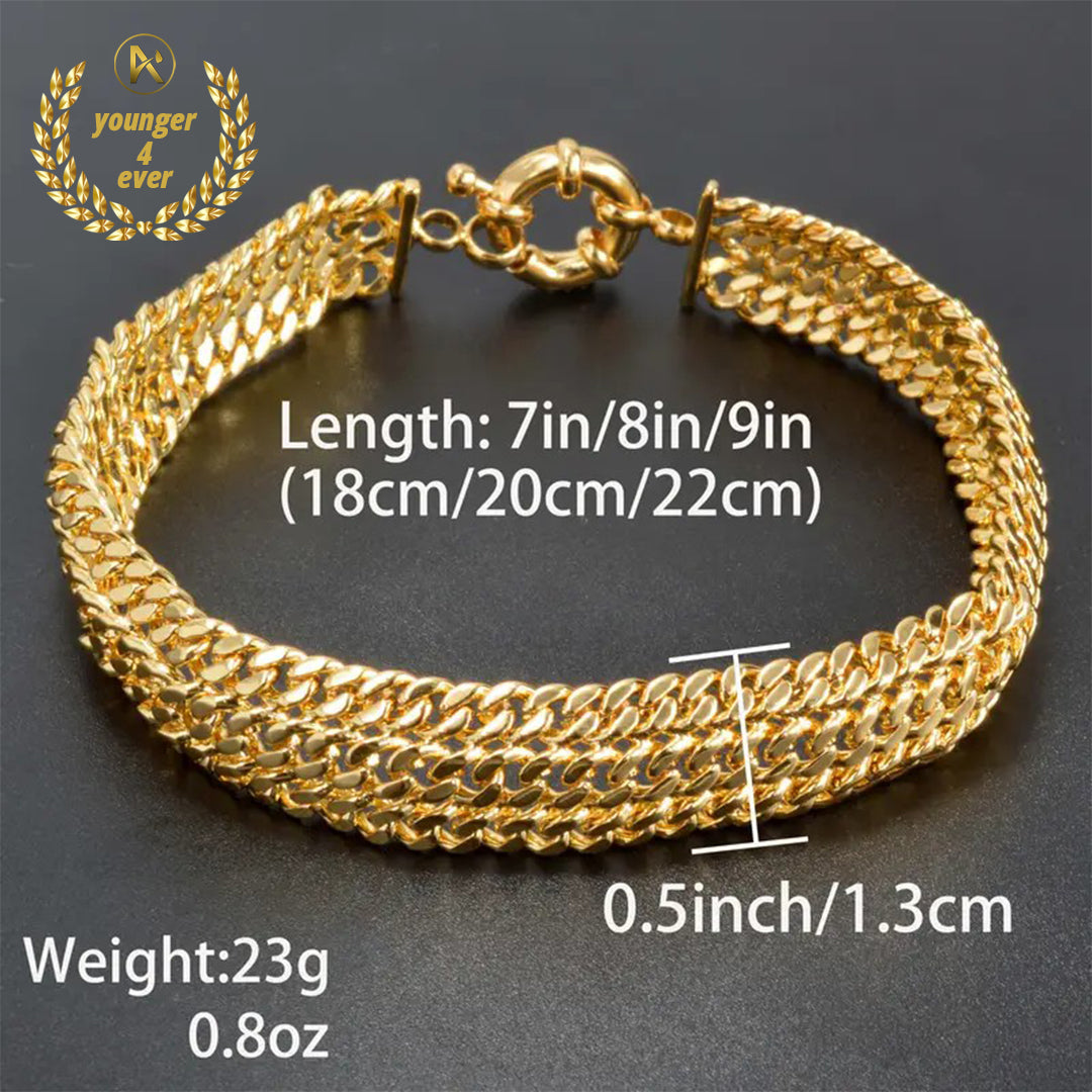 Ladies Fashion Bracelet, Copper Gold Plated Hip Hop Punk Style Unisex Link Chain