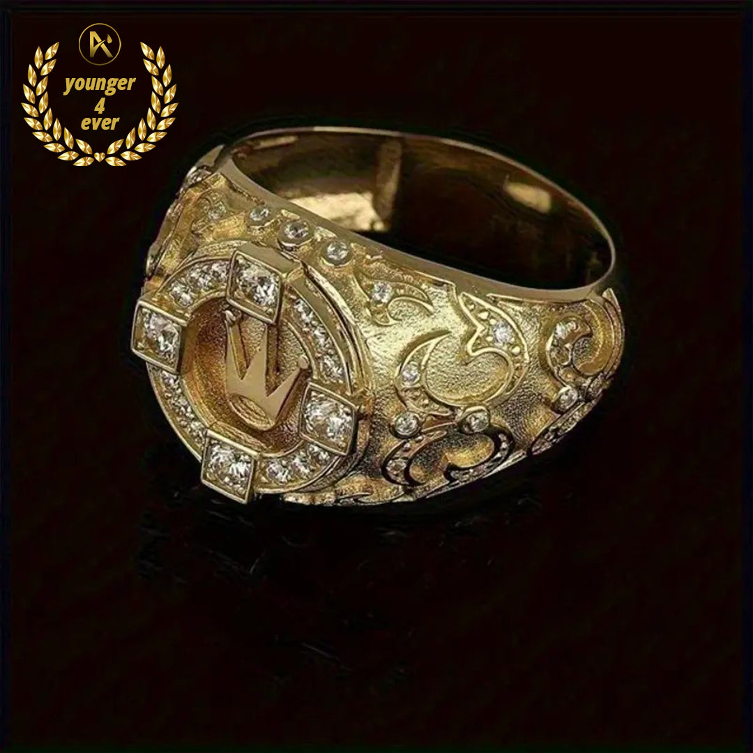 A stylish and luxurious 18K gold-plated geometric ring