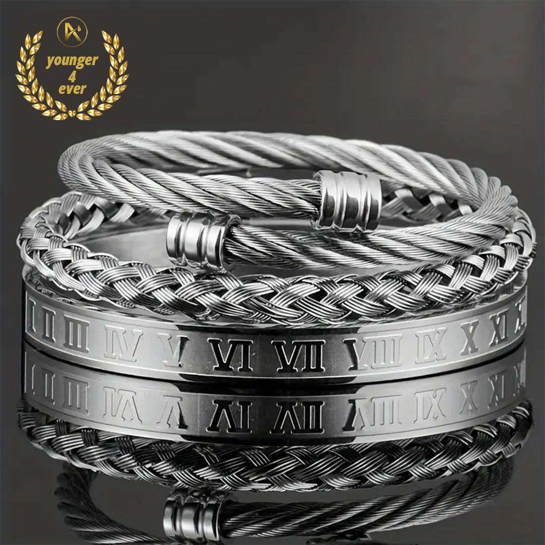 Stainless Steel Twist Bangle Bracelets Set of 3