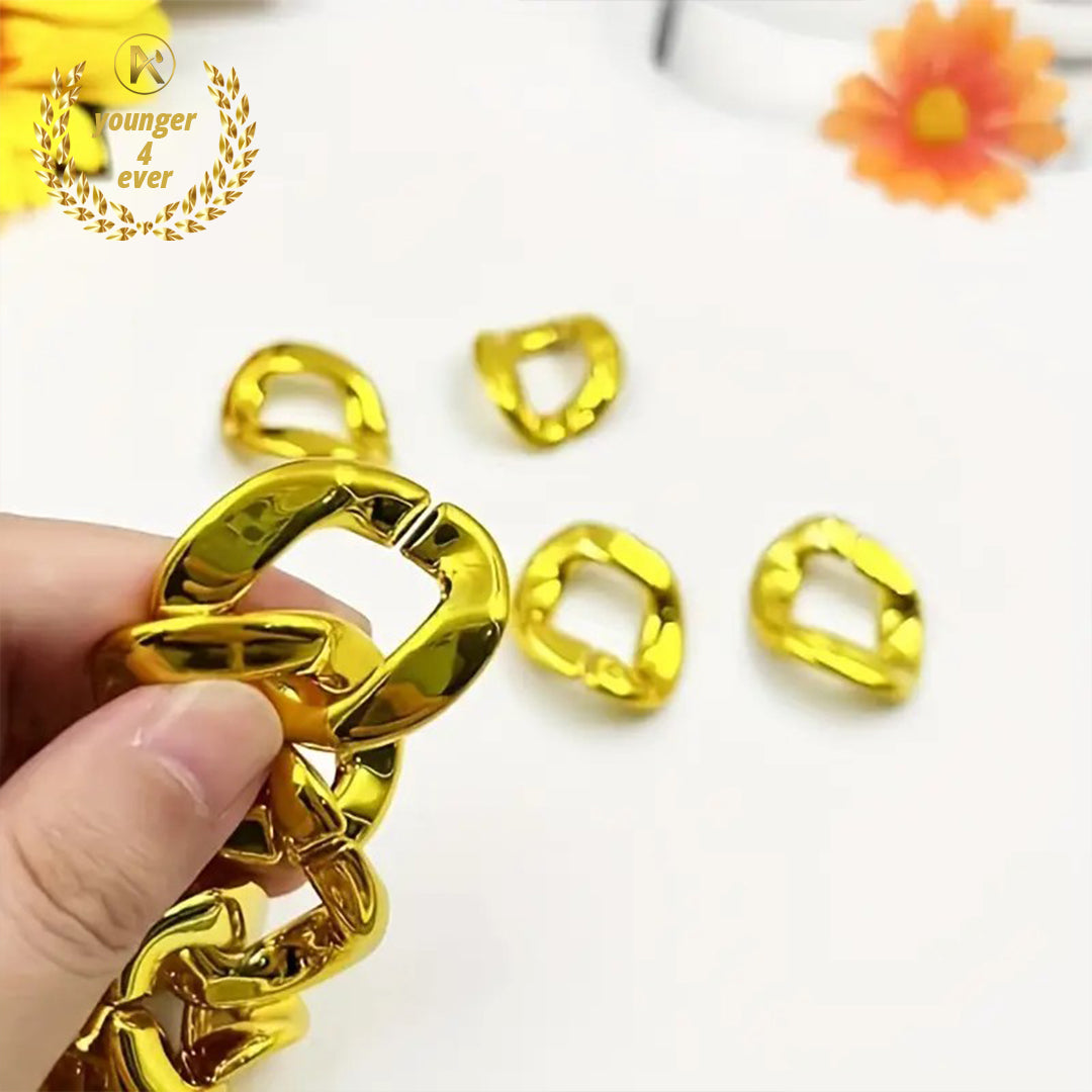 Golden Chain Necklace, 22 Inches Long, Luxury Look, Solid 14K Gold Plated