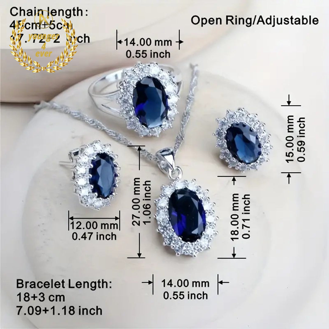 Elegant Blue Zirconia Jewelry Set for Women