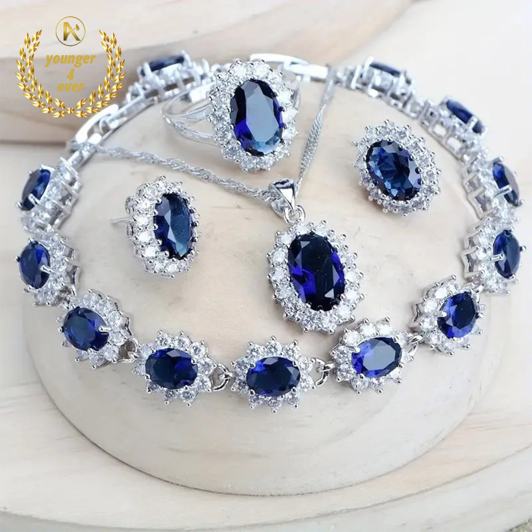 Elegant Blue Zirconia Jewelry Set for Women