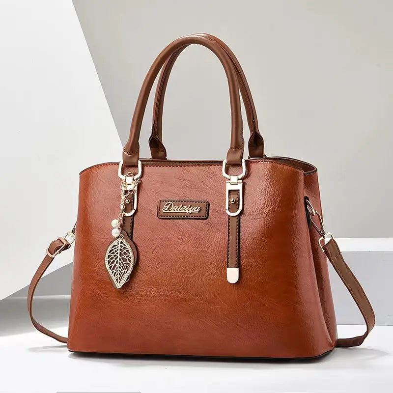 Pu Leather Casual Women'S Bags New Large Capacity Middle-Aged Mom Crossbody Bags Luxury Handbags Designer Ladies Shoulder Bags (011)
