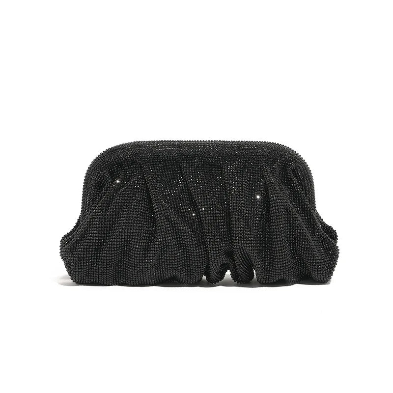Shinny Ruched Rhinestone Clucth Purse Women Luxury Designer Evening Bags Fashion Party Dinner Handbag Bridal Makeup Bag