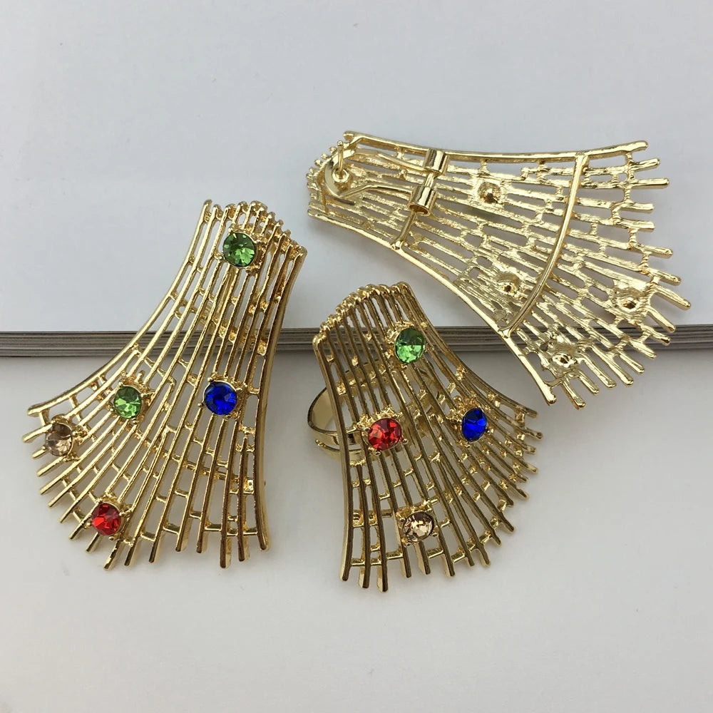 Latest Italian Gold Plated Jewelry Set Woman Large Necklace Dubai Jewelry Wedding Party Jewelry Gift FHK18461