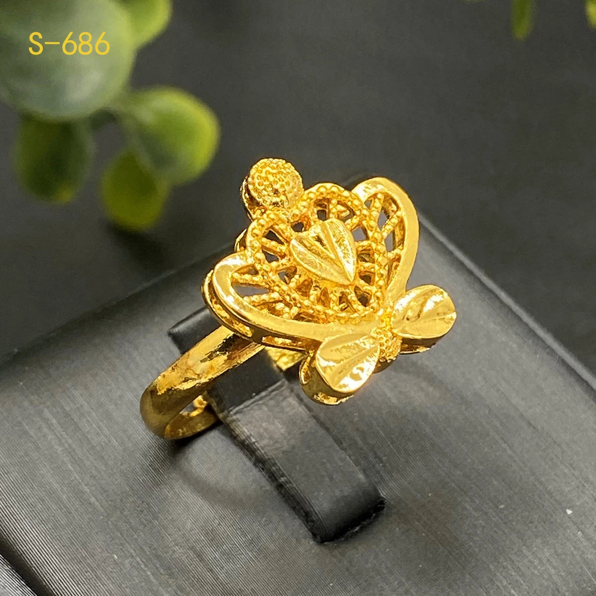 Indian 24K Gold Color Flower Shape Necklace Earrings Bracelet Ring Set Elegant Bridal Wedding Jewelry Sets for Dubai Lady (136)