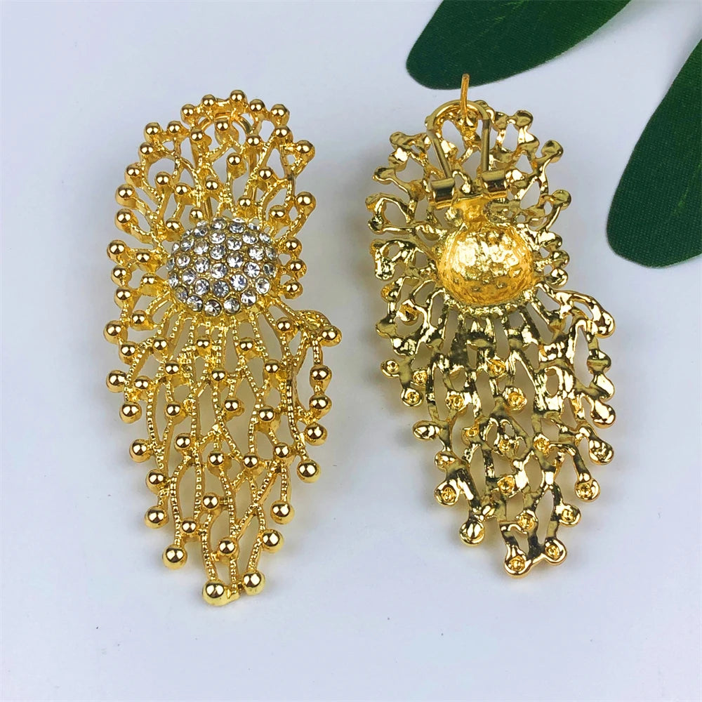 High Quality 18K Gold Plated Jewelry Sets for Women Luxury Design Necklace Earrings Bracelet and Ring Full Set Jewelry Trending