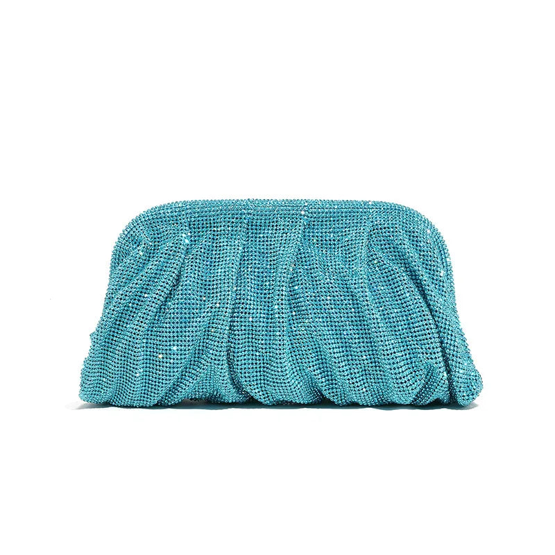Shinny Ruched Rhinestone Clucth Purse Women Luxury Designer Evening Bags Fashion Party Dinner Handbag Bridal Makeup Bag