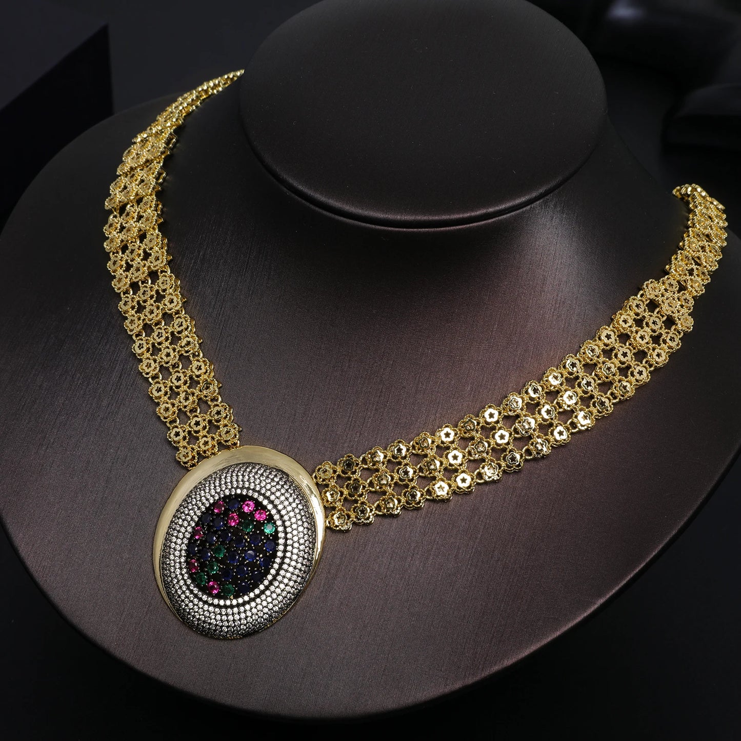 HY Gold-Plated Zircon 4 Bridal Necklaces, Earrings, Bracelets, Rings, Super Stylish Dubai Libya Hot Item