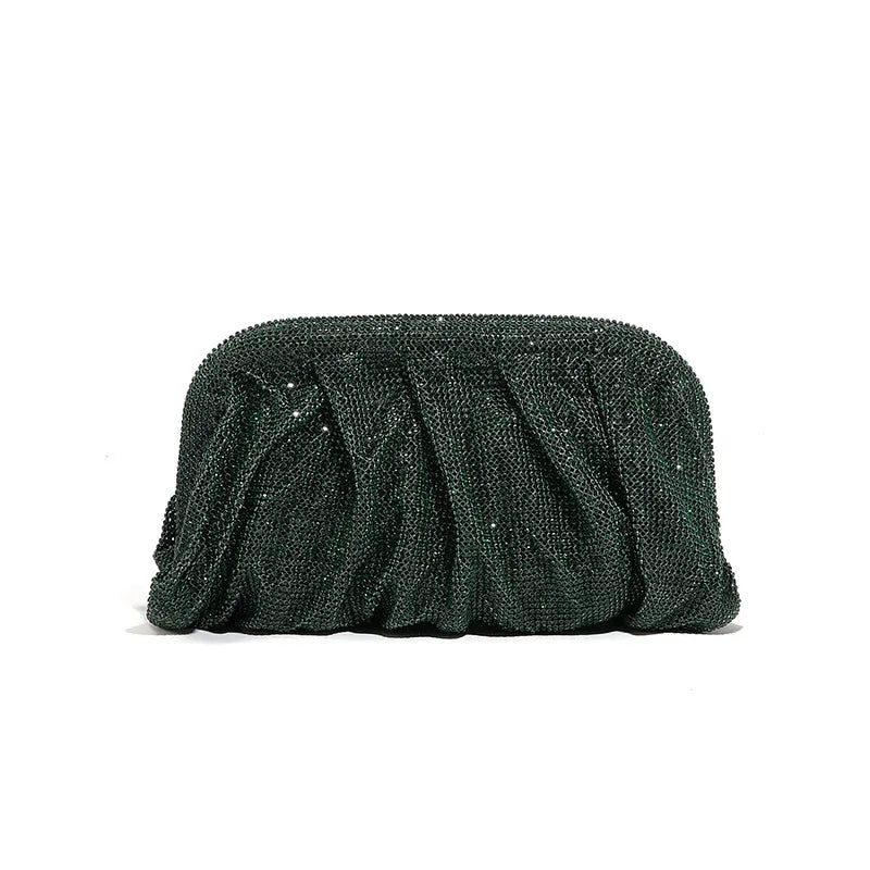 Shinny Ruched Rhinestone Clucth Purse Women Luxury Designer Evening Bags Fashion Party Dinner Handbag Bridal Makeup Bag