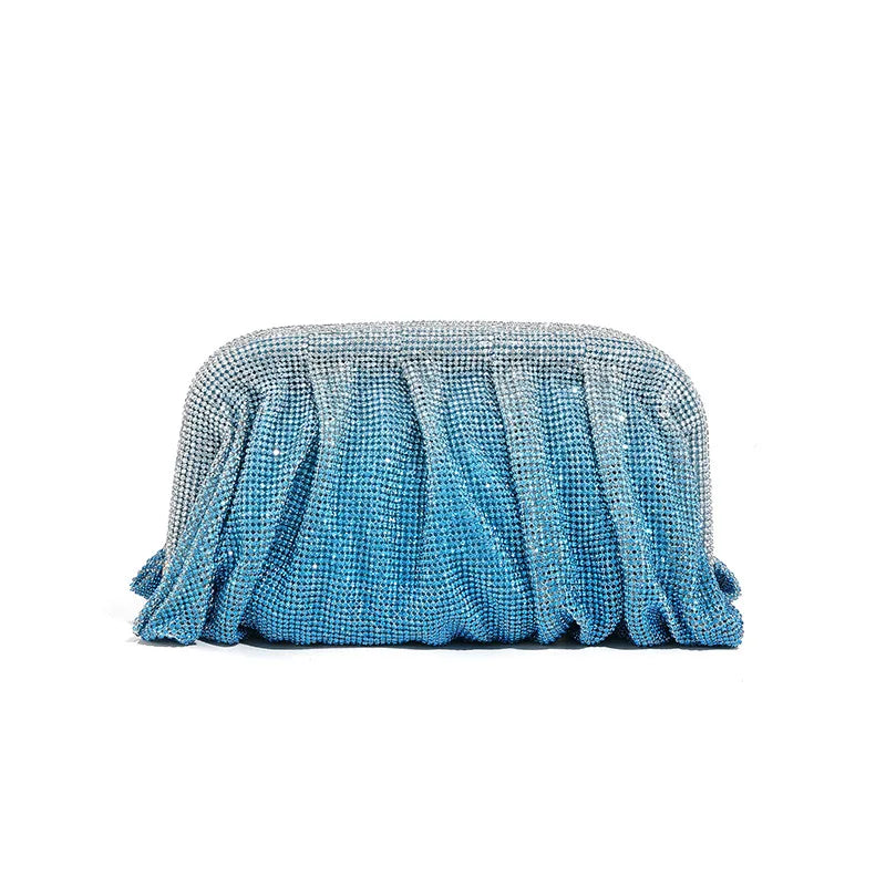 Shinny Ruched Rhinestone Clucth Purse Women Luxury Designer Evening Bags Fashion Party Dinner Handbag Bridal Makeup Bag