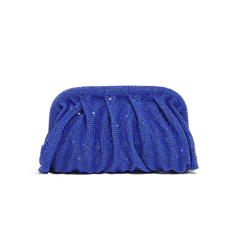 Shinny Ruched Rhinestone Clucth Purse Women Luxury Designer Evening Bags Fashion Party Dinner Handbag Bridal Makeup Bag