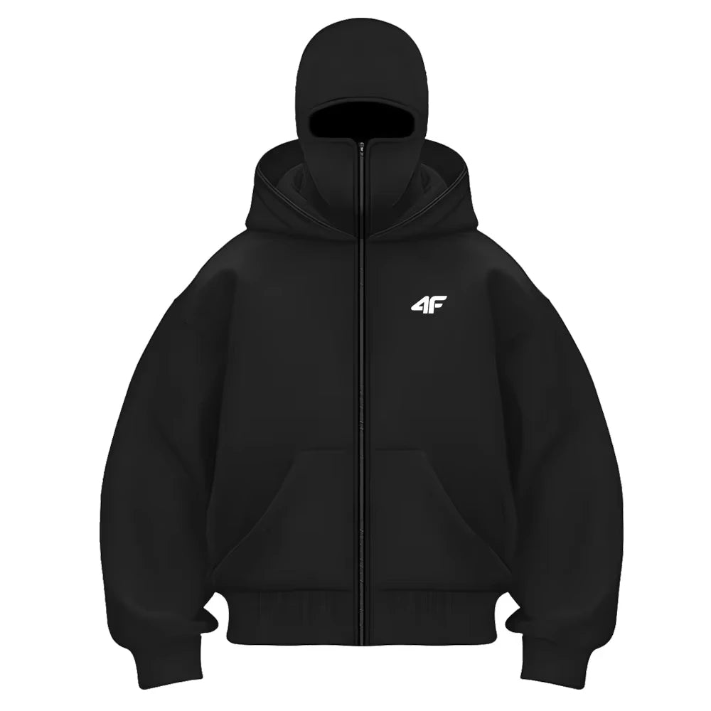 2025 New Men'S and Women'S Balaclava Hoodie 4Fninja Hoodie Hip Hop Splicing Y2K Retro Autumn/Winter Couple Zipper Hoodie