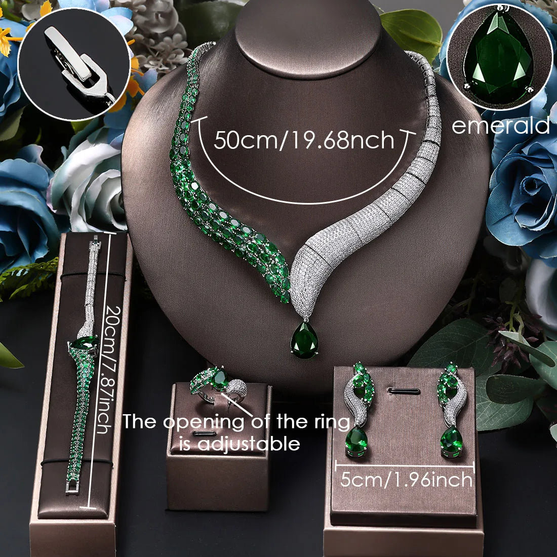 2022 Top 4 Wedding Bride Jewelry Set Water Drop Shape Jewelry Set for Women'S Wedding Accessories Necklace and Earring Set (006)