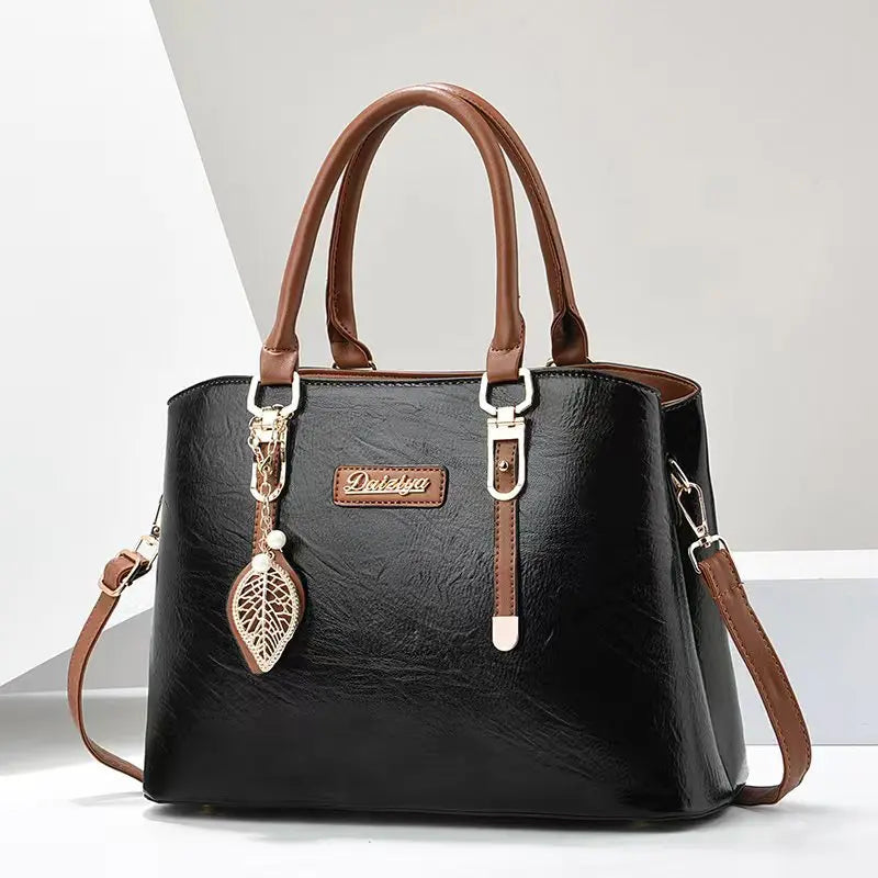 Pu Leather Casual Women'S Bags New Large Capacity Middle-Aged Mom Crossbody Bags Luxury Handbags Designer Ladies Shoulder Bags (011)