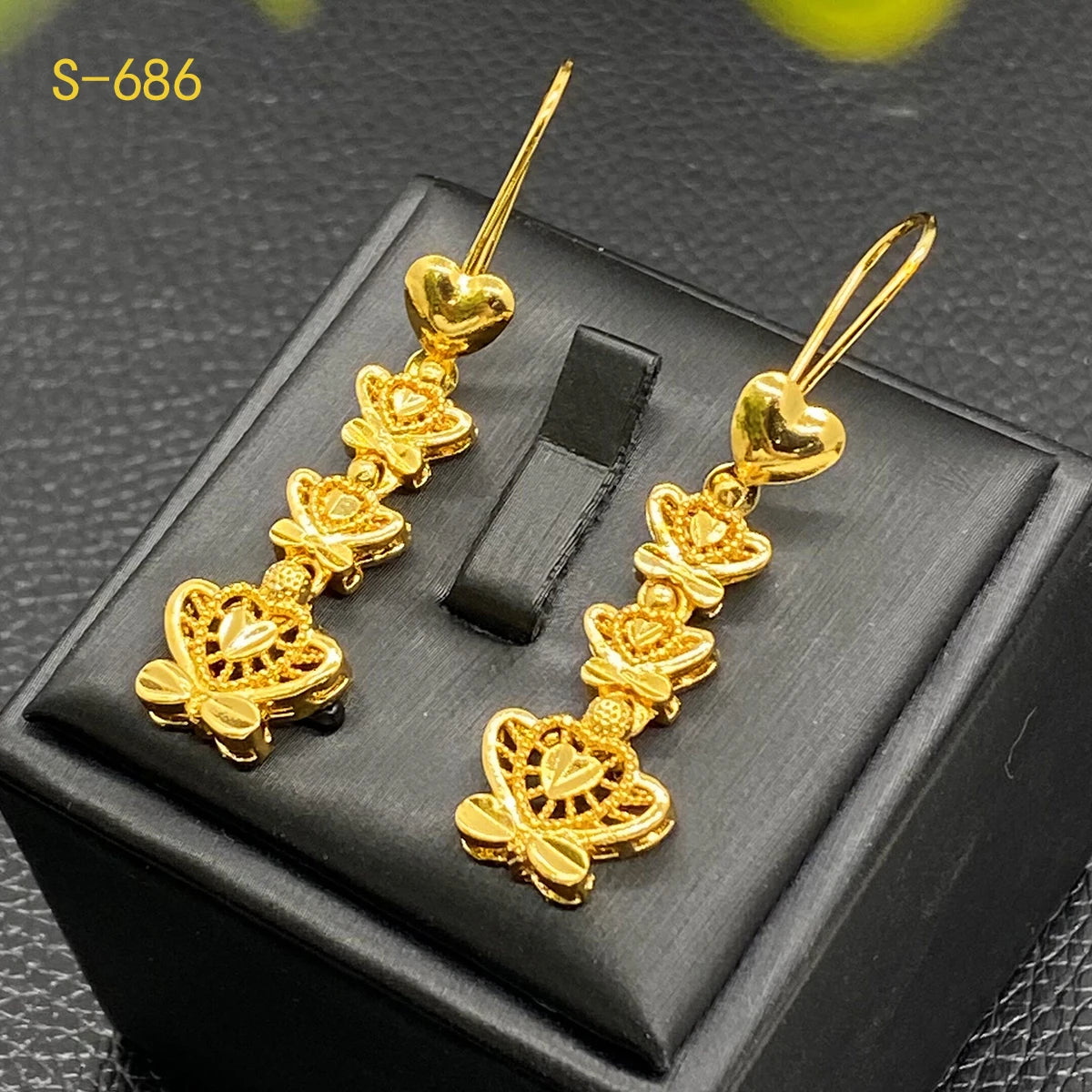Indian 24K Gold Color Flower Shape Necklace Earrings Bracelet Ring Set Elegant Bridal Wedding Jewelry Sets for Dubai Lady (136)