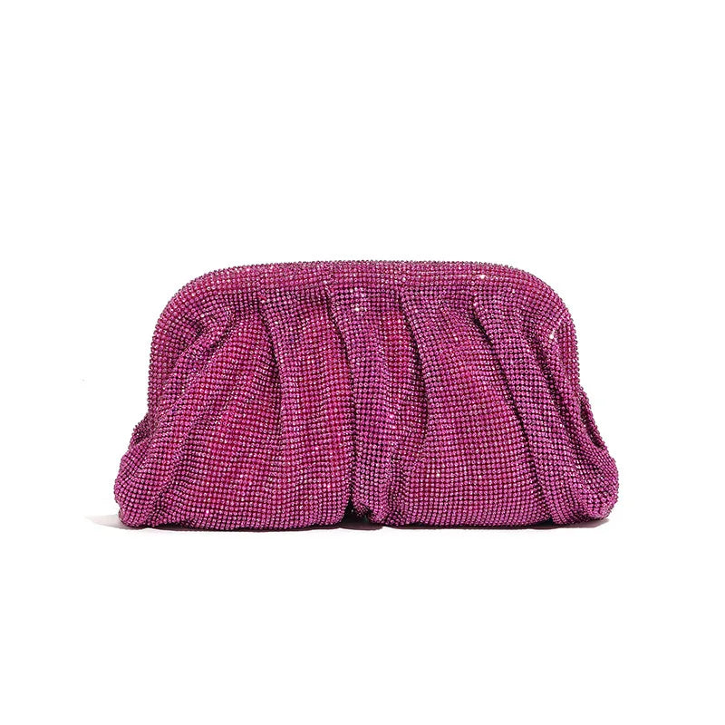Shinny Ruched Rhinestone Clucth Purse Women Luxury Designer Evening Bags Fashion Party Dinner Handbag Bridal Makeup Bag