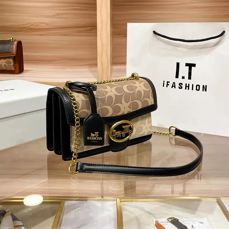 Light Luxury Women'S Bag 2025 New High-End Color Contrast Single Shoulder Underarm Bag Designer Fashionable Crossbody Small Squa (016)