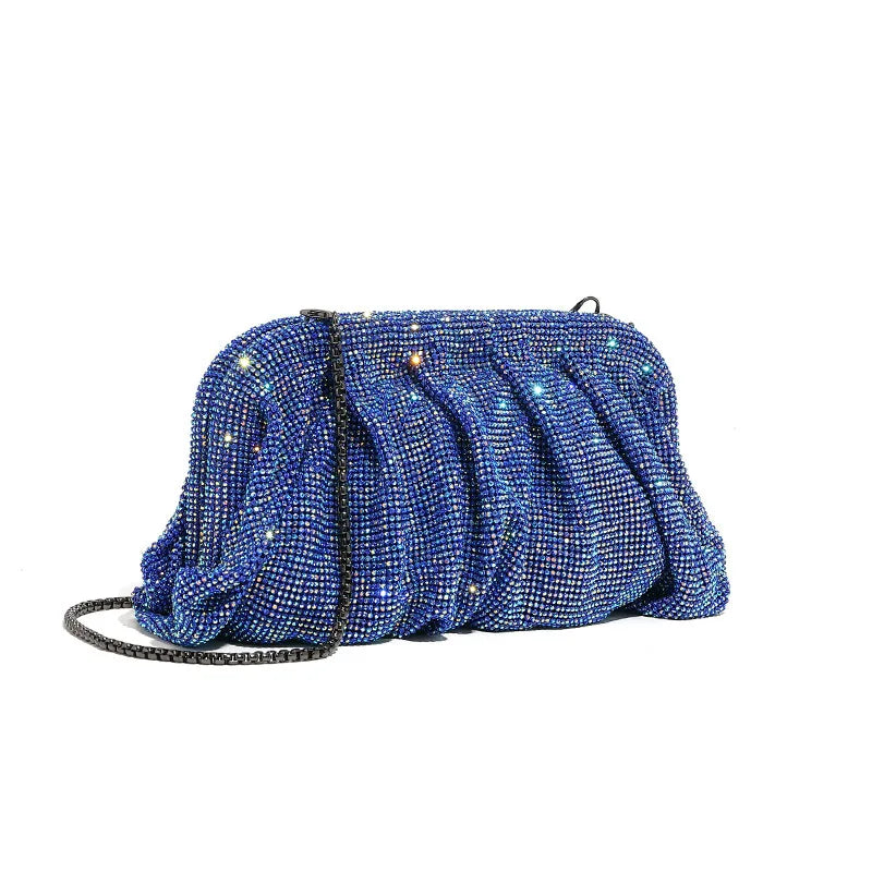 Shinny Ruched Rhinestone Clucth Purse Women Luxury Designer Evening Bags Fashion Party Dinner Handbag Bridal Makeup Bag