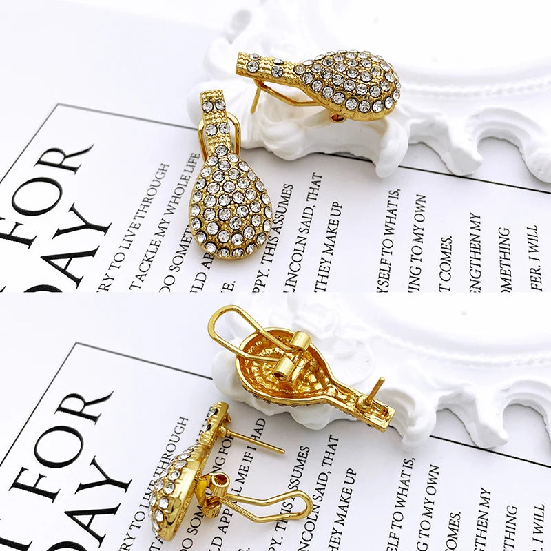 Dubai Gold Color Women Jewelry Sets Classic Design Necklace Earrings Charm Bracelet Ring Banquet Party Jewelry 18K Gold Plated (041)