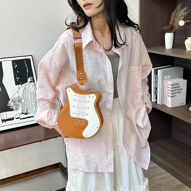 PU Niche Design Crossbody Bag Fashion Personality Guitar Female Bags on Sale 2025 Brand Versatile High Quality Shoulder Bags (060)