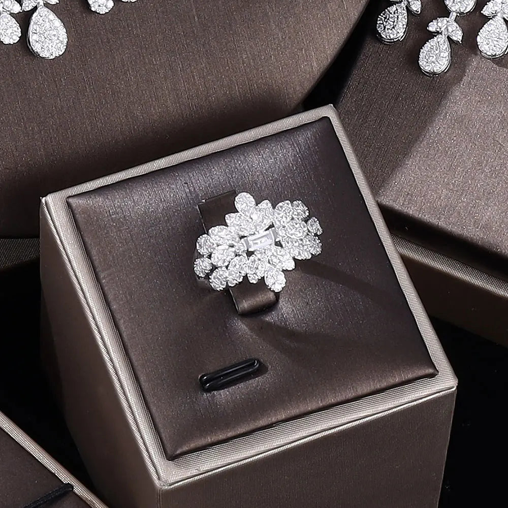 2022 New Fashion 4 Piece Bridal Zirconia Jewelry Set for Women'S Party, Luxury Dubai Nigerian Crystal Wedding Jewelry Set (013)
