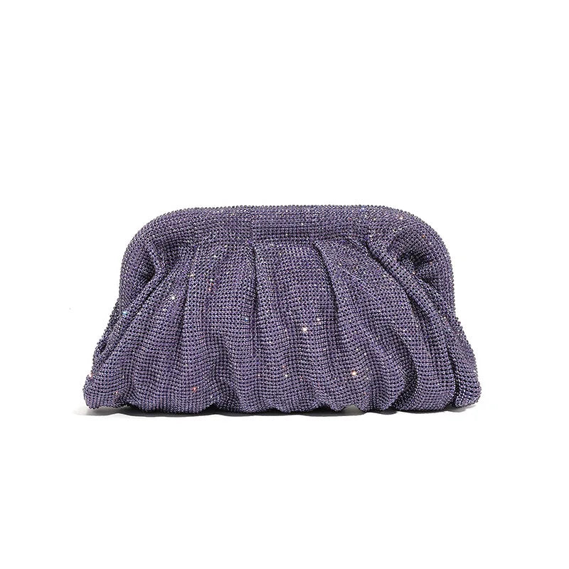 Shinny Ruched Rhinestone Clucth Purse Women Luxury Designer Evening Bags Fashion Party Dinner Handbag Bridal Makeup Bag