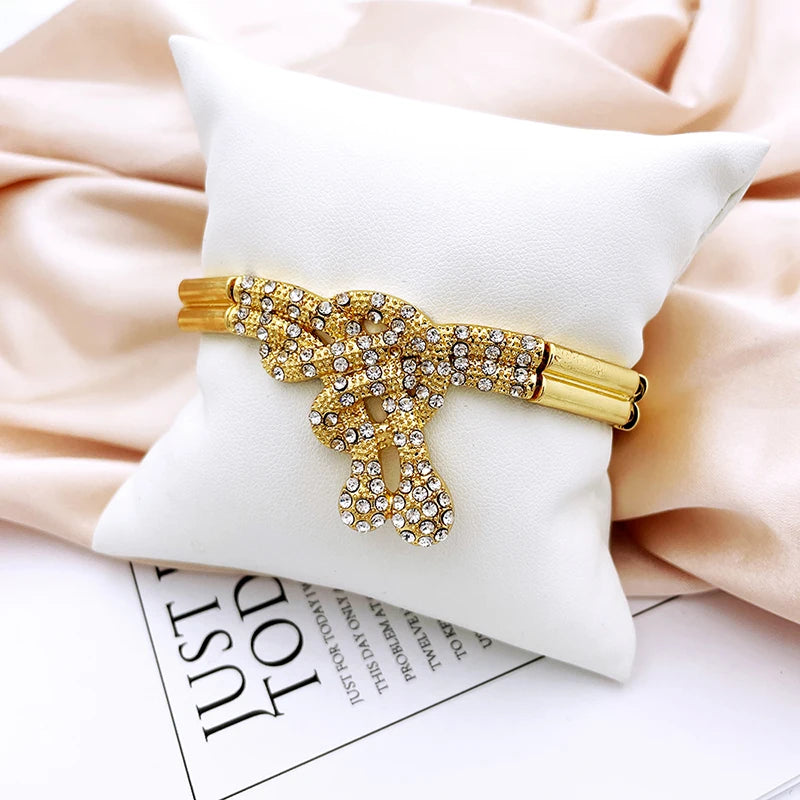 Dubai Gold Color Women Jewelry Sets Classic Design Necklace Earrings Charm Bracelet Ring Banquet Party Jewelry 18K Gold Plated (041)