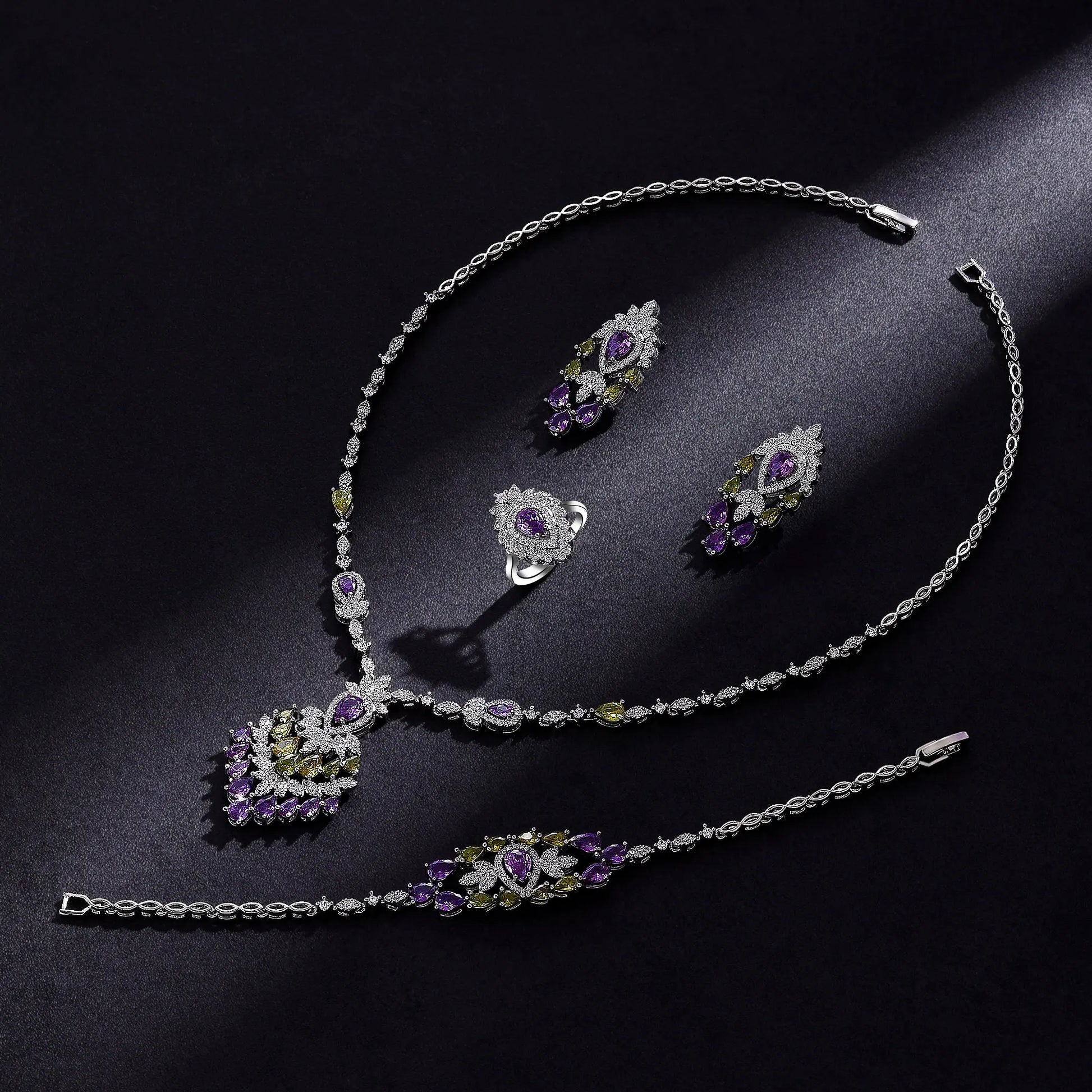 2024 Hot Selling 4-Piece Bride Wedding Jewelry Set with Cubic Zirconia Dubai Luxury Jewelry Set
