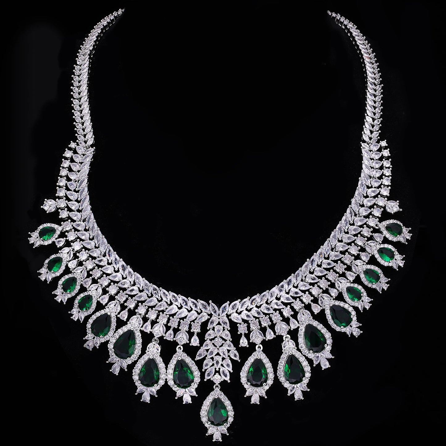 2024 Hot Selling 3A Zircon Luxury 4-Piece Bridal Wedding Jewelry Set Crystal Necklace Set Dubai Jewelry Set