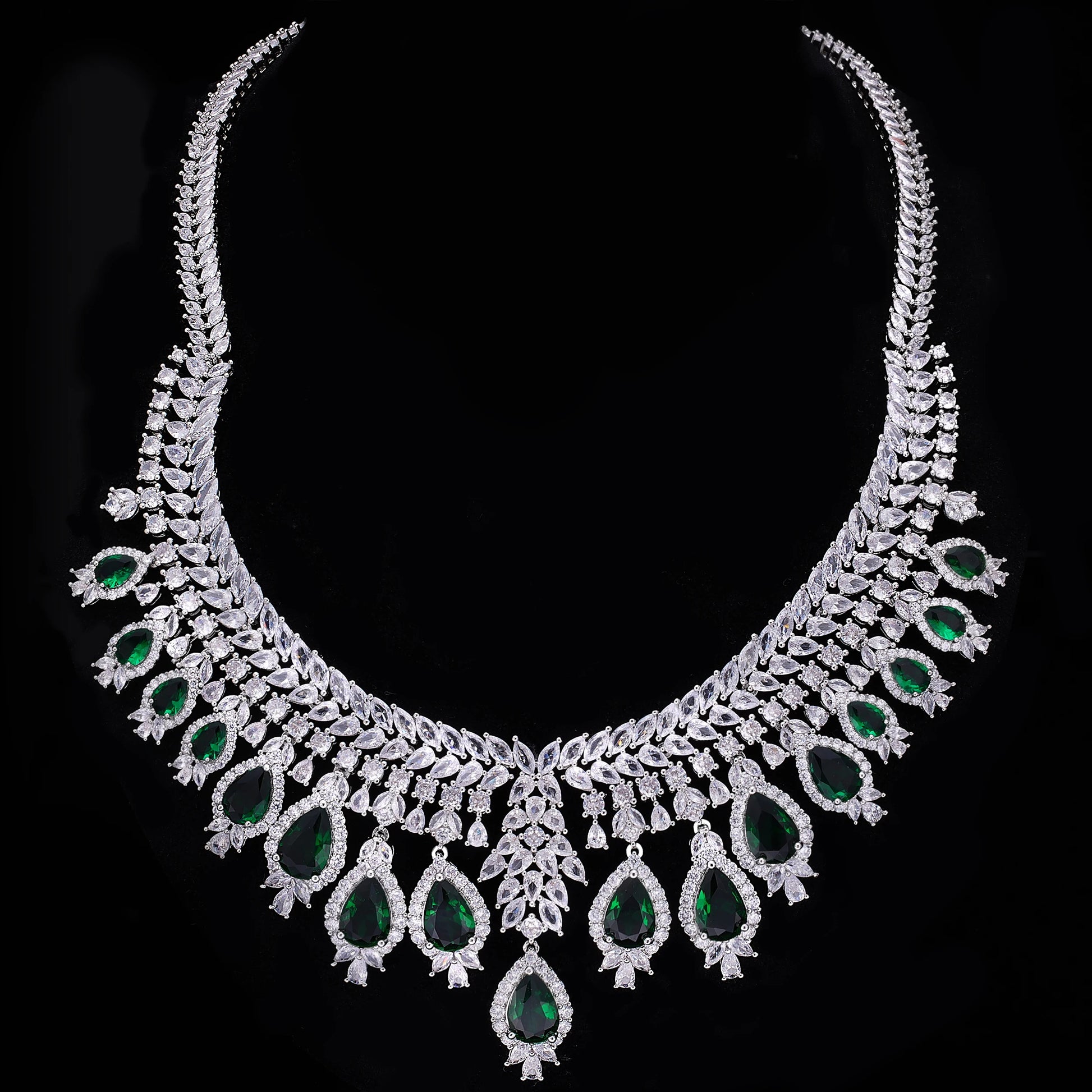 2024 Hot Selling 3A Zircon Luxury 4-Piece Bridal Wedding Jewelry Set Crystal Necklace Set Dubai Jewelry Set