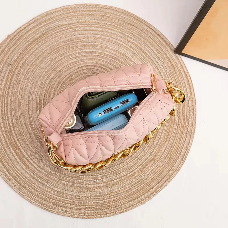 Women Bag Chain Handbag Solid Color New Fashion Shoulder Messenger Crossbody Bag Retro Diamond Small Square Bag Purse (025)