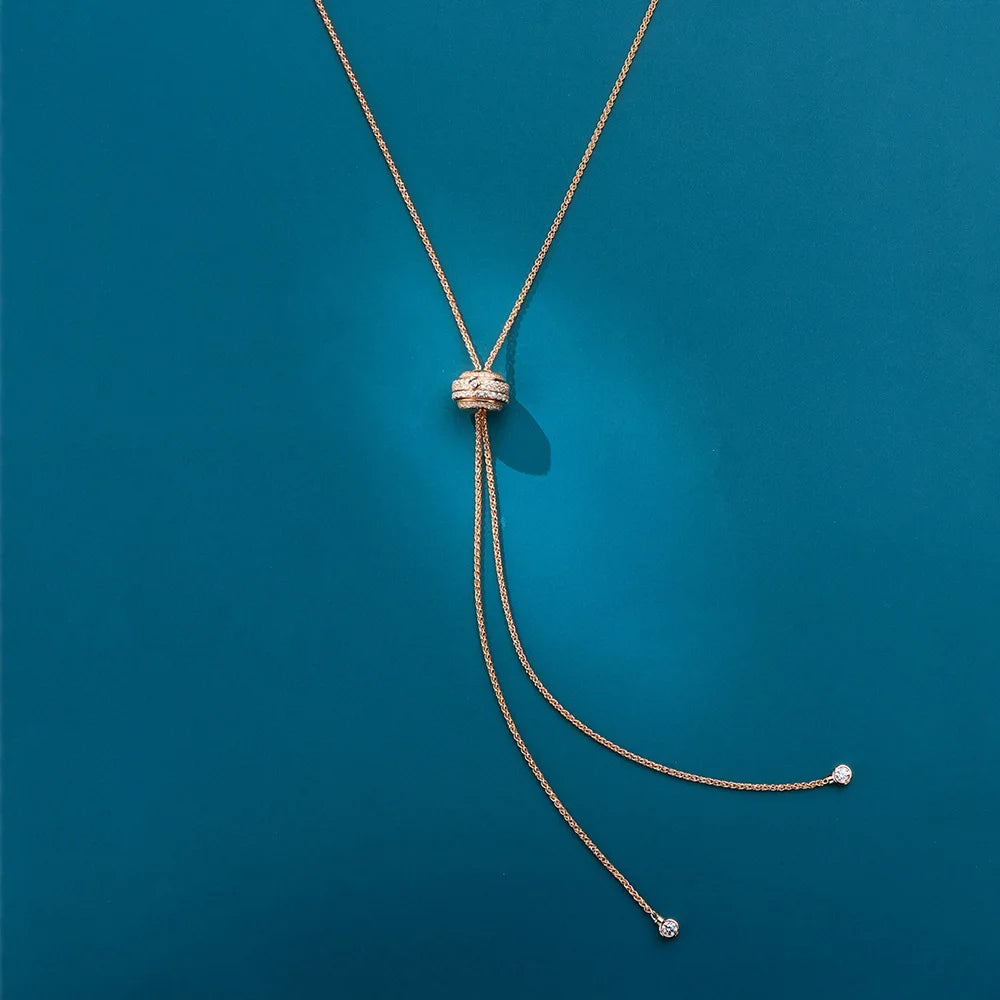 100%-S925 Silver round Long Necklace 90CM High Carbon Diamond Jewelry Women'S Wedding Party Birthday Gift (076)