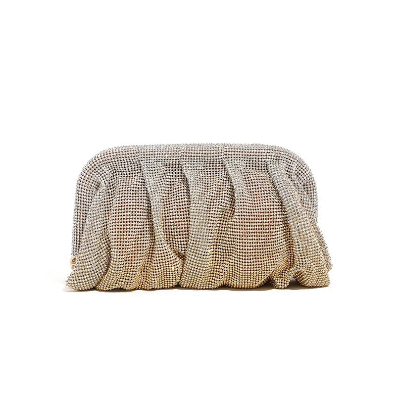 Shinny Ruched Rhinestone Clucth Purse Women Luxury Designer Evening Bags Fashion Party Dinner Handbag Bridal Makeup Bag