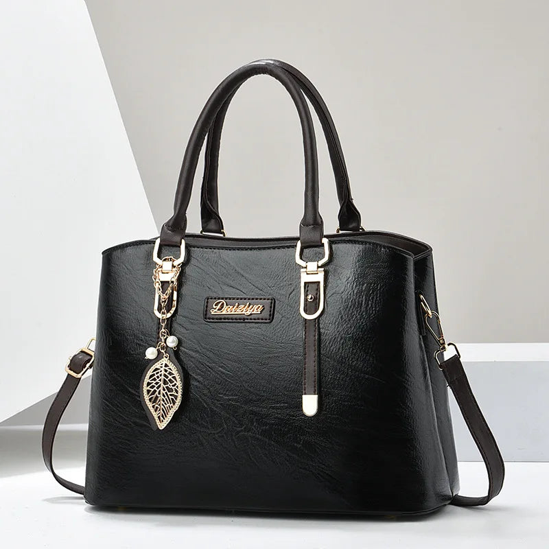 Pu Leather Casual Women'S Bags New Large Capacity Middle-Aged Mom Crossbody Bags Luxury Handbags Designer Ladies Shoulder Bags (011)