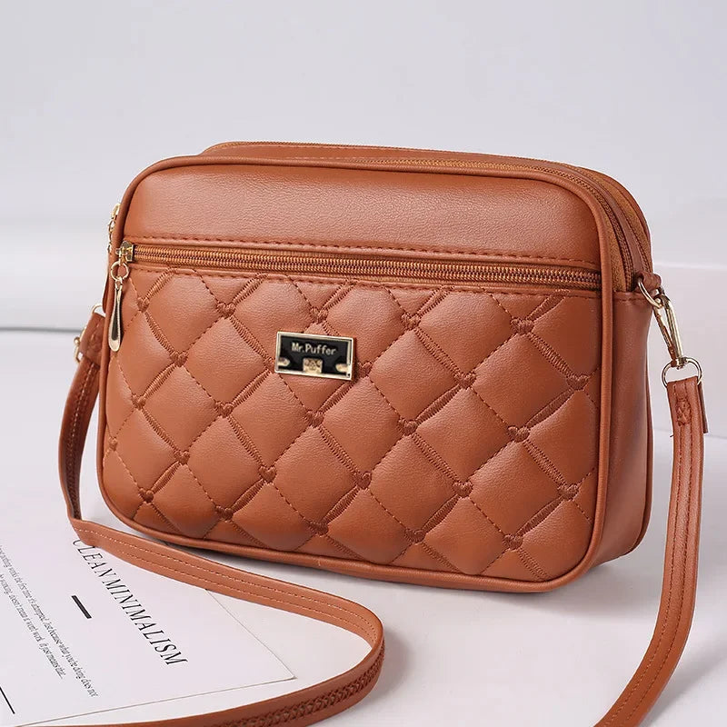 2025 Women'S One Shoulder Small Square Handbag New Cross Border Foreign Trade Lingge PU Crossbody Versatile Small Messenger Bag (028)
