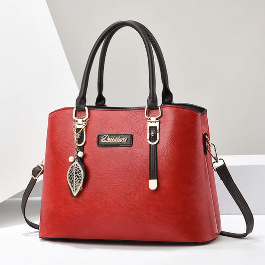 Pu Leather Casual Women'S Bags New Large Capacity Middle-Aged Mom Crossbody Bags Luxury Handbags Designer Ladies Shoulder Bags (011)