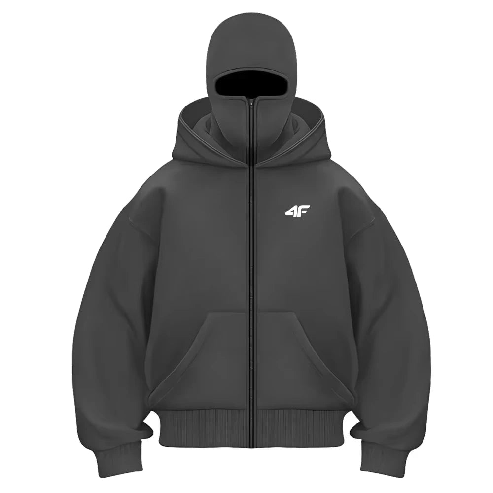 2025 New Men'S and Women'S Balaclava Hoodie 4Fninja Hoodie Hip Hop Splicing Y2K Retro Autumn/Winter Couple Zipper Hoodie