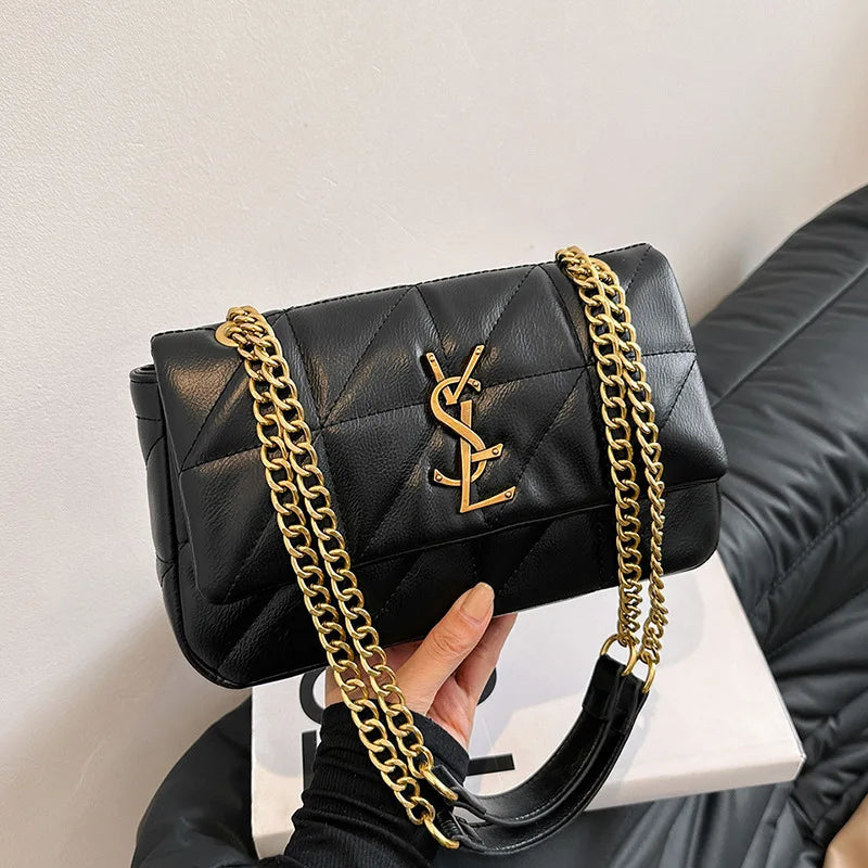 New Xiaoxiangfeng Diamond Grid Chain Bag, Stylish and Versatile, Large Capacity Diagonal Span Small Square Bag